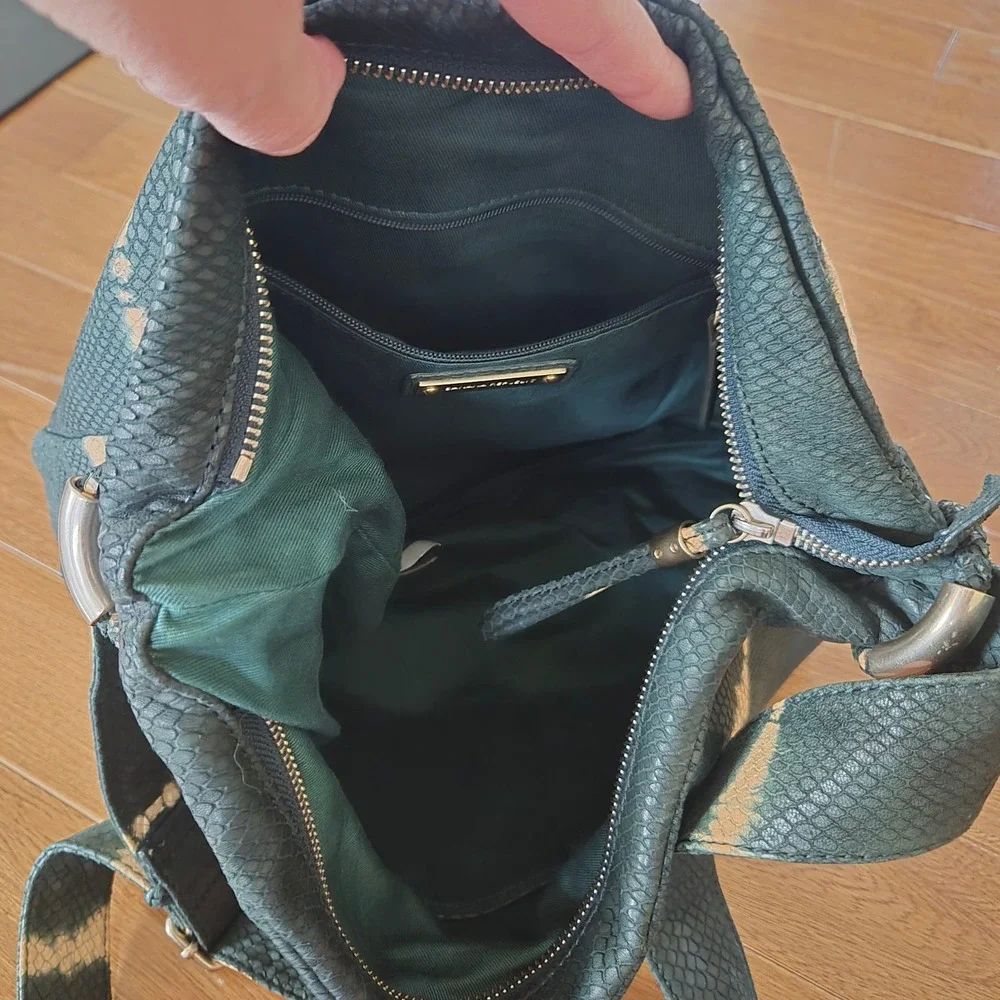 Banana Republic Teal Tie Dye Snakeskin Lamb Leather Hobo Crossbody Bag Boho
